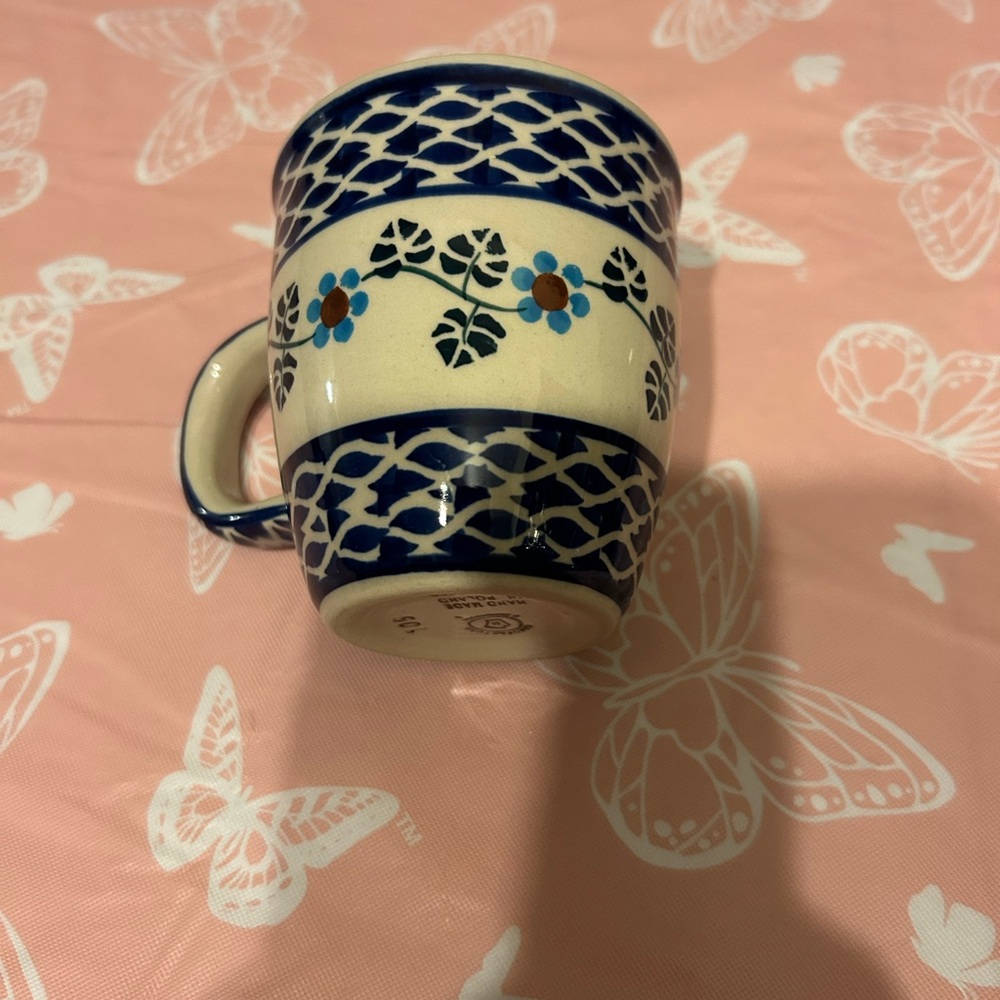 Blue and Cream Polish Stoneware mug